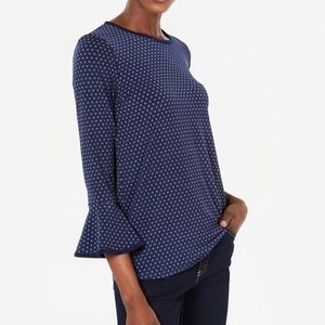 Michael Kors Plus Dot Print Bell Sleeve Top 3X